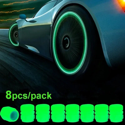 20/4PCS automašīnu gaismas riepas vārsta vāciņš Fluorescējoši nakts kvēlojošs dekors Motocikla riteņu sprausla Putekļu necaurlaidīgi riepas kāta kvēlojošie vāciņi