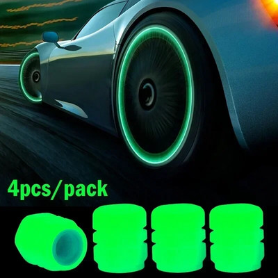 20/4PCS automašīnu gaismas riepas vārsta vāciņš Fluorescējoši nakts kvēlojošs dekors Motocikla riteņu sprausla Putekļu necaurlaidīgi riepas kāta kvēlojošie vāciņi
