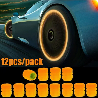 20/4PCS automašīnu gaismas riepas vārsta vāciņš Fluorescējoši nakts kvēlojošs dekors Motocikla riteņu sprausla Putekļu necaurlaidīgi riepas kāta kvēlojošie vāciņi