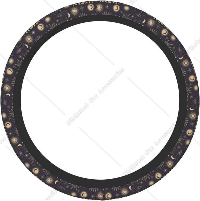 Autó kormánykerék burkolat univerzális 15 hüvelykes Vintage Mystical Sun Moon Stars Celestial Space kormánykerék védő autó dekoráció