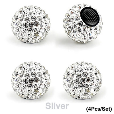 AUTCOAT szelepszár sapkák, 4db kézzel készített kristály strasszból univerzális autógumi szelepsapkák, porálló Bling autós kiegészítők