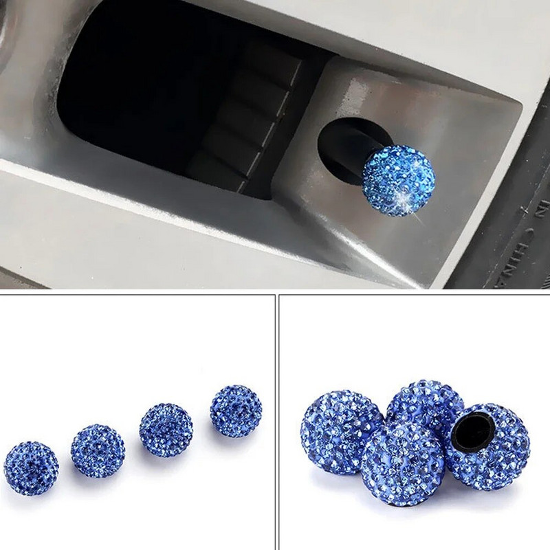 AUTCOAT szelepszár sapkák, 4db kézzel készített kristály strasszból univerzális autógumi szelepsapkák, porálló Bling autós kiegészítők