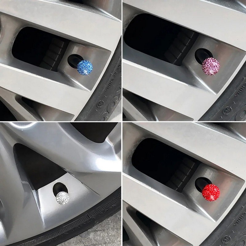 AUTCOAT szelepszár sapkák, 4db kézzel készített kristály strasszból univerzális autógumi szelepsapkák, porálló Bling autós kiegészítők