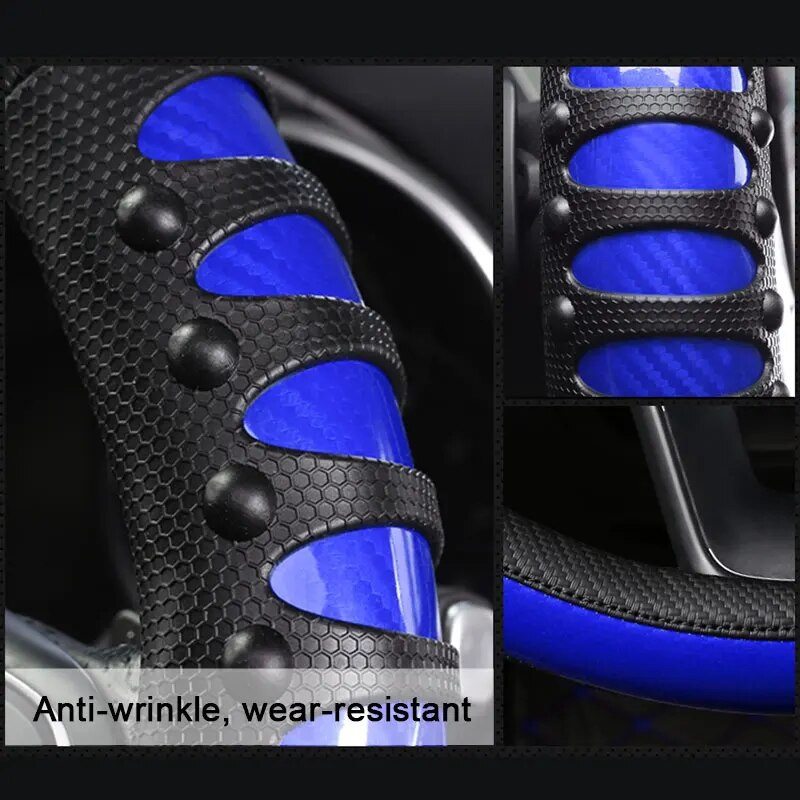 SEAMETAL Vrhunska navlaka za upravljač od ugljičnih vlakana Štitnik za sportsku navlaku za upravljač s masažnim zakovicama protiv proklizavanja 38 cm, univerzalna