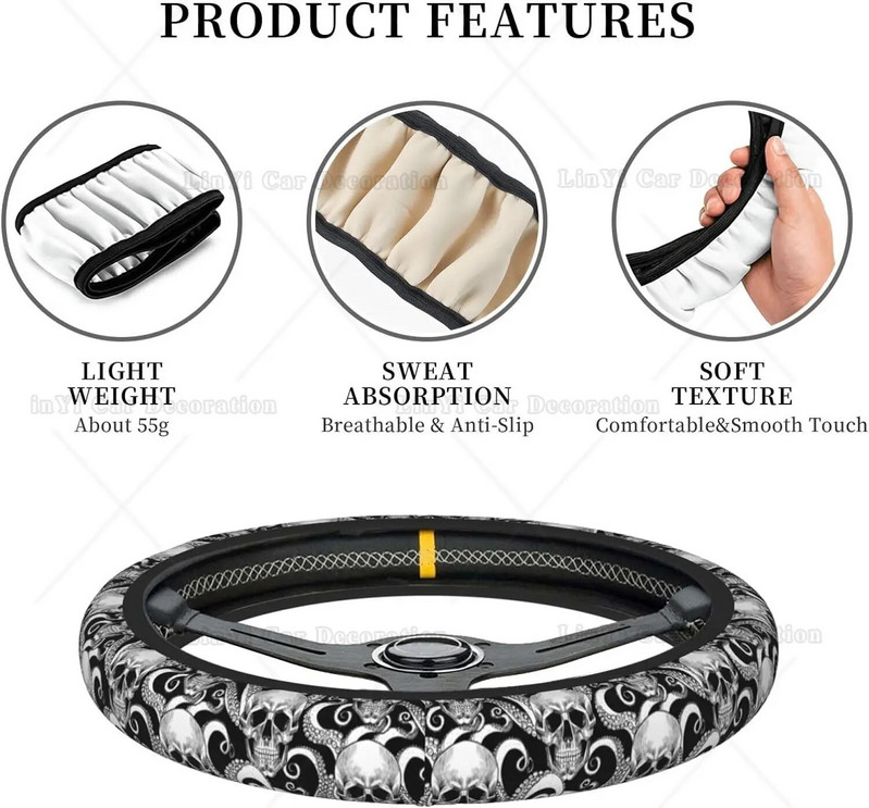 Koponya Octopus Tentacle automatikus kormánykerék burkolat női divat aranyos autós kiegészítők univerzális a legtöbb járműhöz 15 hüvelykes