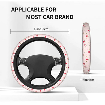38cm Κάλυμμα τιμονιού αυτοκινήτου Χαριτωμένο φράουλα Universal ροζ μόδας αξεσουάρ αυτοκινήτου σε στυλ αυτοκινήτου