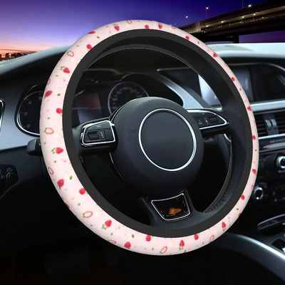 38 см калъф за автомобилен волан Сладък ягодов универсален розов автомобилен стил Модни автомобилни аксесоари
