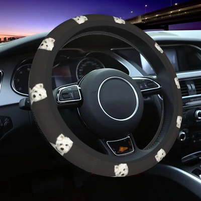 West Highland White Terrier Dog autós kormánykerék burkolat Westie Puppy univerzális 15 hüvelykes kormánykerék védő limuzinhoz