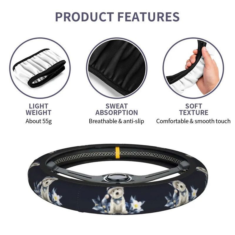 West Highland White Terrier Dog autós kormánykerék burkolat Westie Puppy univerzális 15 hüvelykes kormánykerék védő limuzinhoz