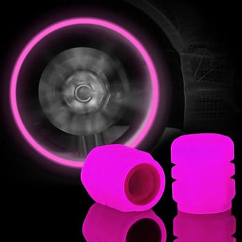 Автомобилна розова червена светеща капачка на клапана на гумата Мотоциклетна главина на колелото на велосипеда Светещ капак на клапана Декорация на гумата Автомобилен стайлинг Аксесоари за гуми