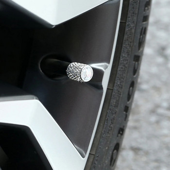 4 бр. Дълги стилни диамантени капачки на гумите на гумите на гумите с дълъг стил Корона Прахоустойчиви капачки на клапани за гуми с кристали Автоаксесоари
