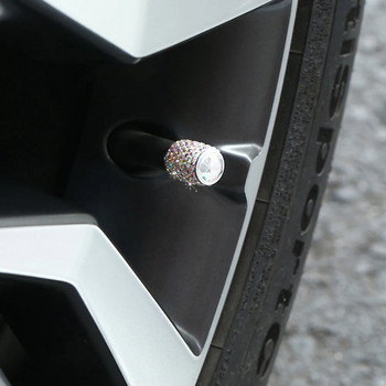 4 бр. Дълги стилни диамантени капачки на гумите на гумите на гумите с дълъг стил Корона Прахоустойчиви капачки на клапани за гуми с кристали Автоаксесоари