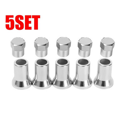 5/10SET kroomitud klõpsatusega auto veoauto rehvi rehvi klapp kuusnurkne kork koos hülsikattega auto rehvi velje universaalsed tarvikud