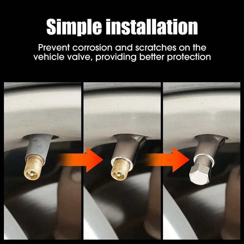 5/10SET kroomitud klõpsatusega auto veoauto rehvi rehvi klapp kuusnurkne kork koos hülsikattega auto rehvi velje universaalsed tarvikud