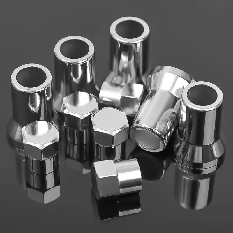 5/10SET kroomitud klõpsatusega auto veoauto rehvi rehvi klapp kuusnurkne kork koos hülsikattega auto rehvi velje universaalsed tarvikud