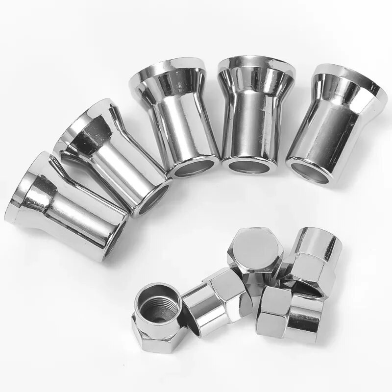 5/10SET kroomitud klõpsatusega auto veoauto rehvi rehvi klapp kuusnurkne kork koos hülsikattega auto rehvi velje universaalsed tarvikud