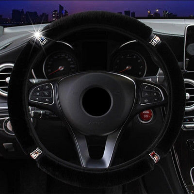 Univerzális 37-38 cm átmérőjű puha plüss strasszos autó kormányburkolat belső kiegészítők kormányburkolat autó-stílus