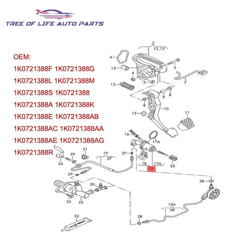 AUDI A3 TT Volkswagen Beetle Eos Golf Jetta Passat Rabbit Siduri peasilindrile 1K0721388AB 1K0721388S 1K0721388A 1K0721388