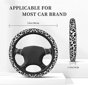 Λευκό Leopard Κάλυμμα Τιμονιού Γυναικεία Καλύμματα Τιμονιού Αυτοκινήτου Bohemian Universal 15 Inch Protector Αξεσουάρ αυτοκινήτου