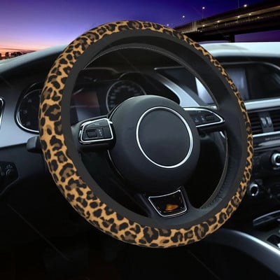 Leopard vairo dangtelis 15 colių automobilio vairo apsauga universalūs automobilių priedai moterims, vyrų automobilių apdaila