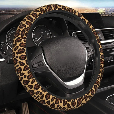 Калъф за волан с леопардов принт Неопренов универсален 15-инчов протектор за волан на кола за жени и мъже