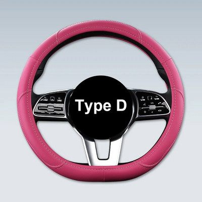Autó csúszásgátló bőr kormányburkolat Univerzális autó kormánykerék védőburkolat divatos stílus 38cm rózsaszín