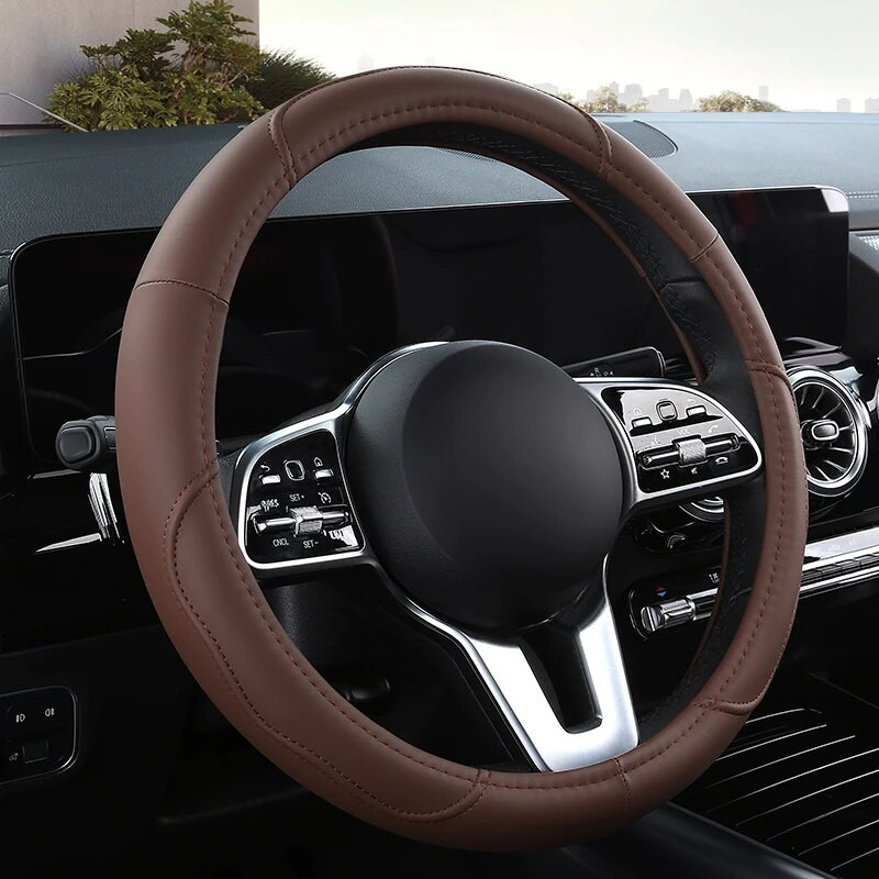 Autó csúszásgátló bőr kormányburkolat Univerzális autó kormánykerék védőburkolat divatos stílus 38cm rózsaszín
