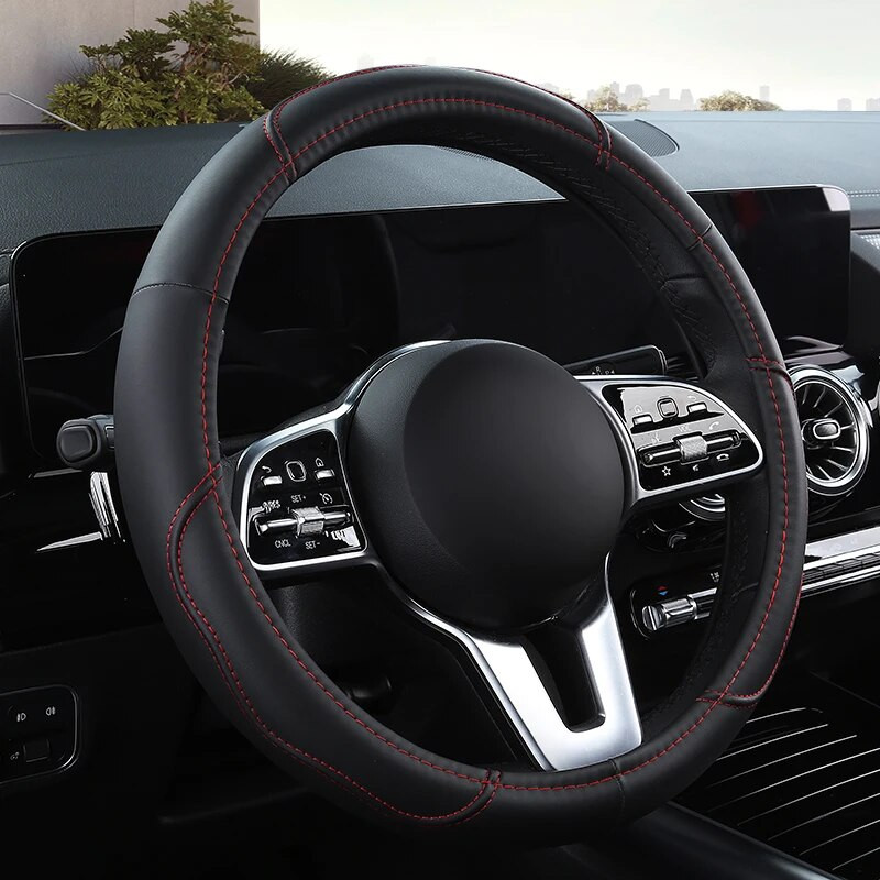 Autó csúszásgátló bőr kormányburkolat Univerzális autó kormánykerék védőburkolat divatos stílus 38cm rózsaszín
