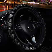 Sametise naastudega kunst-teemant-südamega välklambi autotarvikud ilma sisemise rõngaga roolikatteta 14–15-tollistele naistele