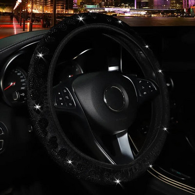 Sametise naastudega kunst-teemant-südamega välklambi autotarvikud ilma sisemise rõngaga roolikatteta 14–15-tollistele naistele