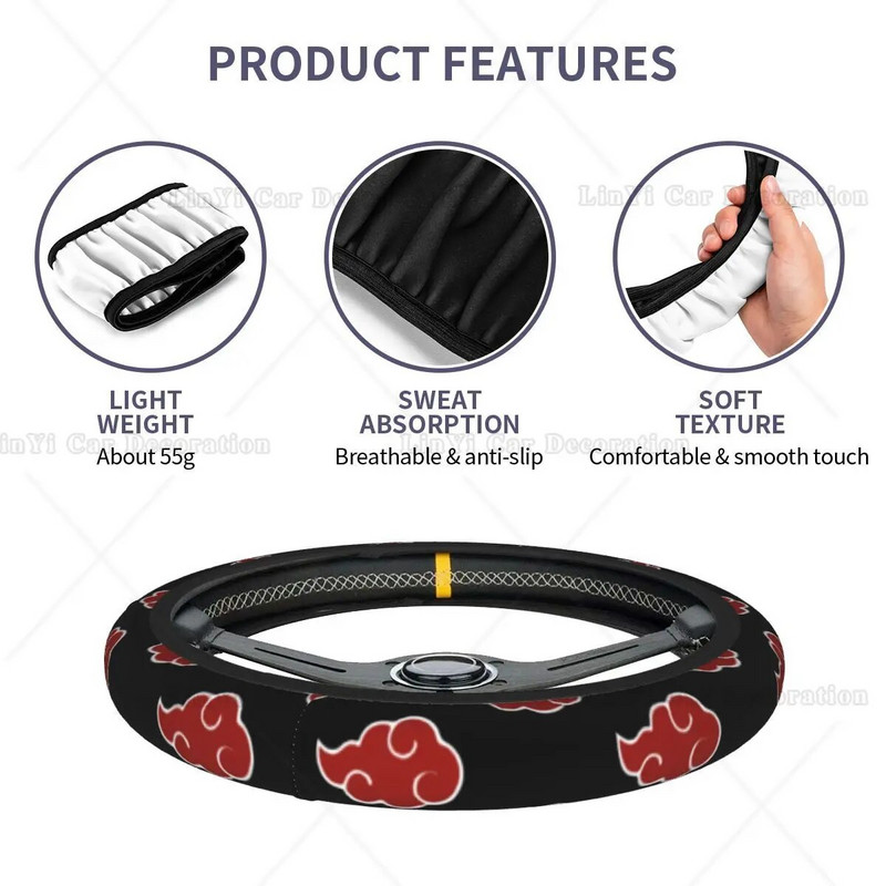 38 cm-es kormánykerék burkolatok Akatsuki Universal Japan Anime Auto Dekoráció Elastische autótartozékok a legtöbb járműhöz