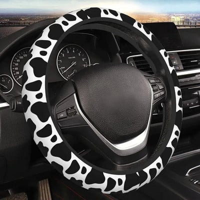 Cow Print Steering Wheel Cover Neoprene Universal 15 Inches Car Steering Wheel Protector for Women Men
