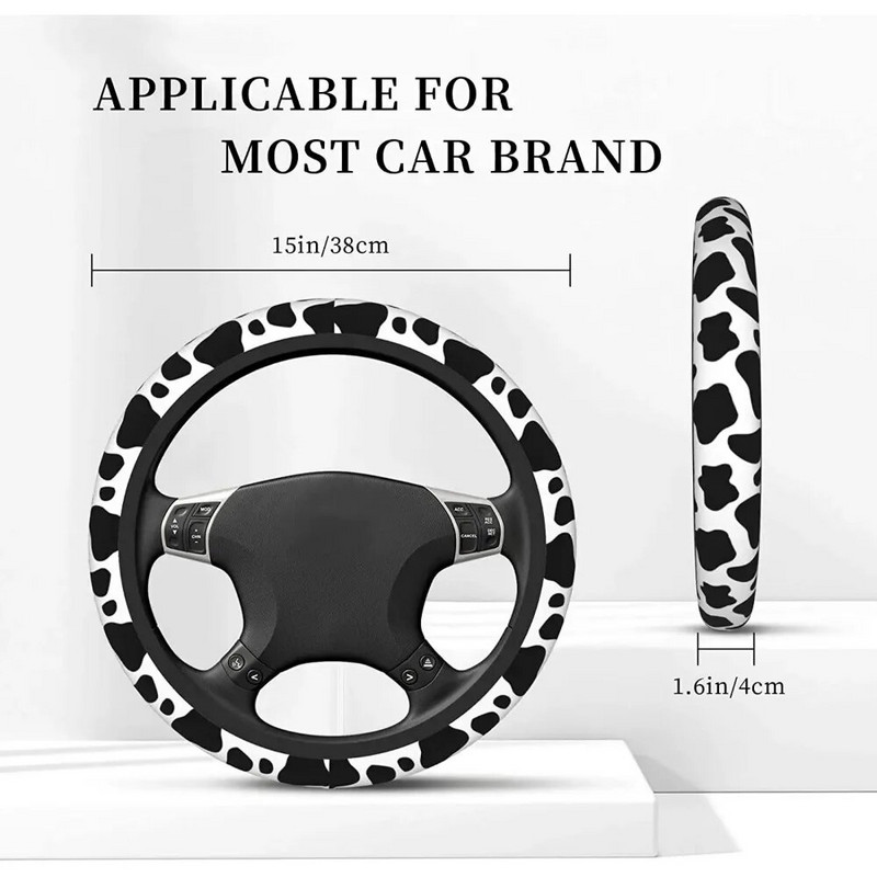 Cow Print rooliratta kate neopreenist universaalne 15-tolline auto rooliratta kaitse naistele meestele