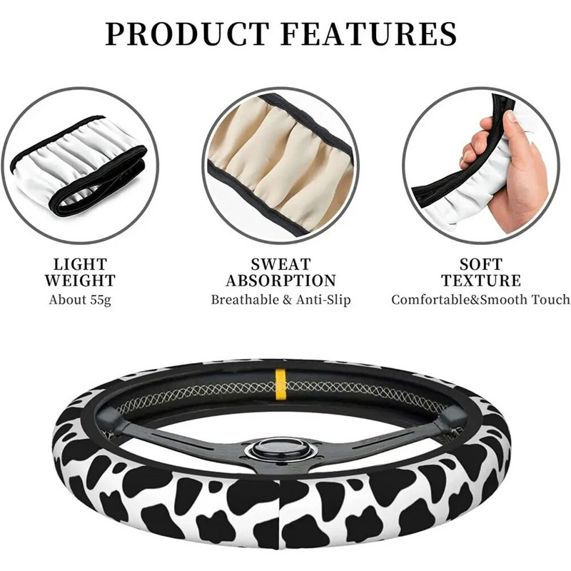 Cow Print rooliratta kate neopreenist universaalne 15-tolline auto rooliratta kaitse naistele meestele