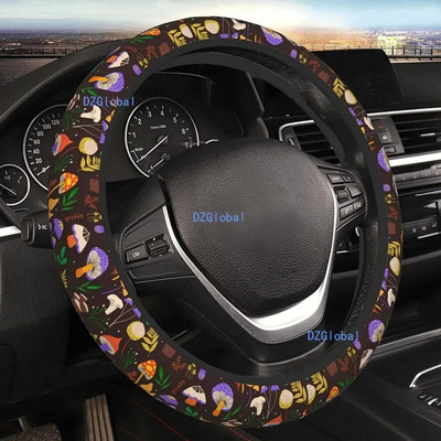 Kawaii Mushroom Pattern Steering Wheel Covers for Women Universal Car Wheel Protector Anti-Slip Car Steering Wheel Accessories