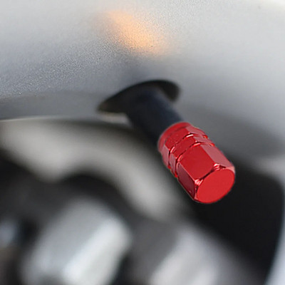 4Pcs Червена капачка на вентила на колелото на колата Шестоъгълни въздушни стъбла Гуми Прахозащитно покритие Вентилационни джанти Scorpion Dice Капачка на автомобилния клапан Алуминиева сплав
