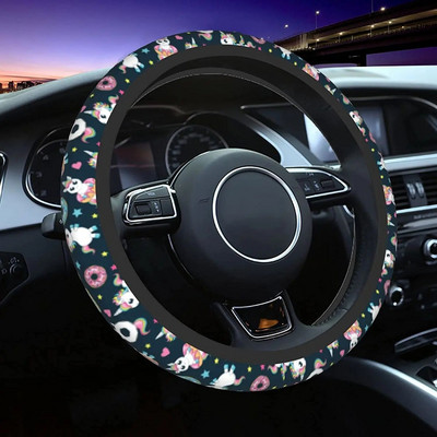 Donuts Unicorn Universal 15 Inch Steering Wheel Covers Breathable Anti Slip For Women Men Neoprene Car Decor Accessories