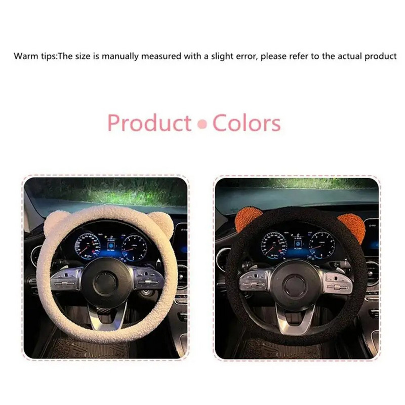 Téli plüss rajzfilm medve fül kormánykerék borítása meleg puha kényelmes csúszásgátló univerzális női autóbelső kiegészítők