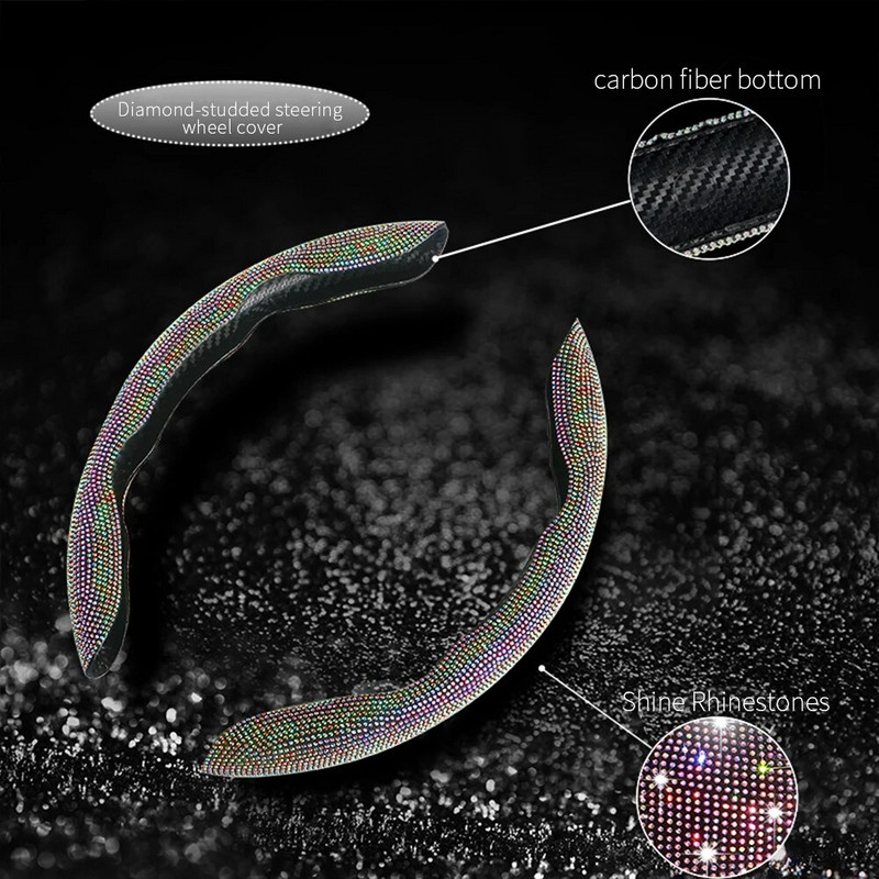 Auto rooliratta katte teemantkaitsekomplekt Hingav libisemisvastane autotarvikud Universaalne Bling tüdrukutele, naistele