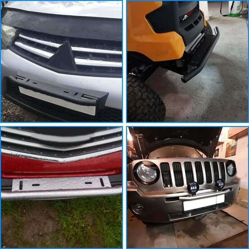 Univerzális rendszámtábla-keret terepjáró tartozékok Első keret autószámokhoz Fényrúdra szerelhető lökhárító-tartó konzolok