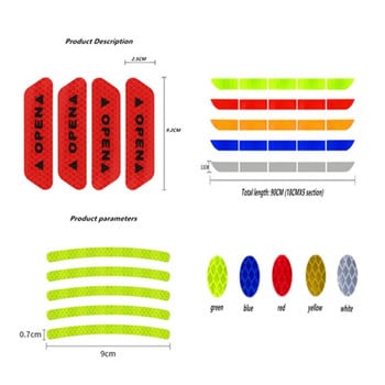 Ανακλαστικές λωρίδες πλήμνης τροχού αυτοκινήτου Ασφάλεια ανοίγματος προειδοποιητική αυτοκόλλητη ταινία αυτόματης πίσω προειδοποίησης ανακλαστική ταινία Αξεσουάρ αυτοκινήτου
