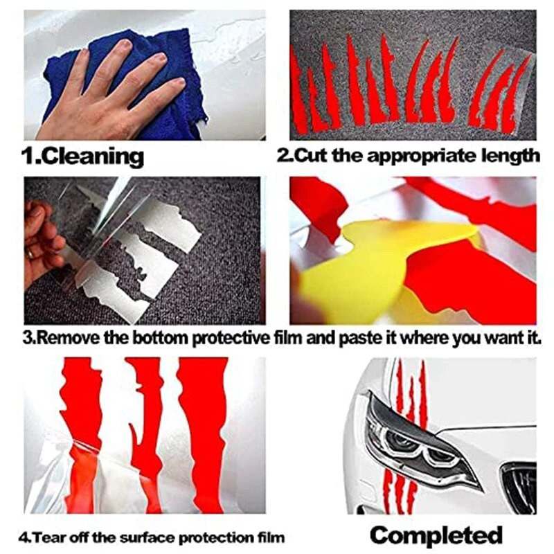 Novi 1kom Tragovi kandži na prednjim svjetlima Naljepnica automobila Naljepnica čudovišnih tragova kandži Trake na prednjim svjetlima automobila Vinilna naljepnica za ogrebotine Univerzalna za većinu