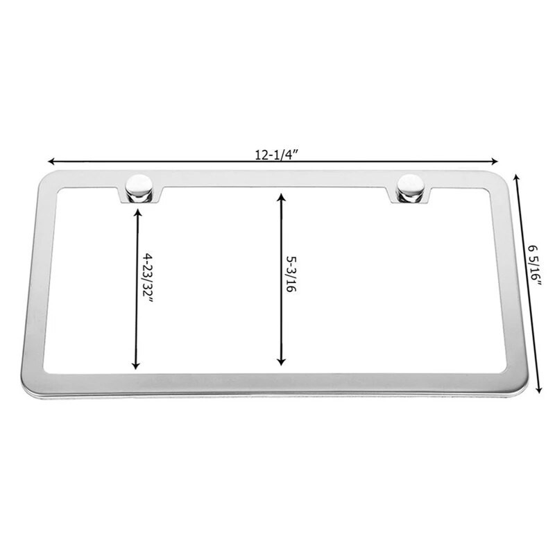 2db rozsdamentes acél autó rendszámtábla keret takarók készlet dekor védő fedél króm csavaros kupakokkal ezüst színű külső autótartozékok