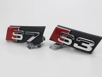 Автомобилна предна решетка Емблема S серия Значка Стикер за декорация на купето на автомобила за Audi SLine A3 A4 A5 A6 C7 A8 B6 B9 B7 S3 S4 S5 S6 S7 S8