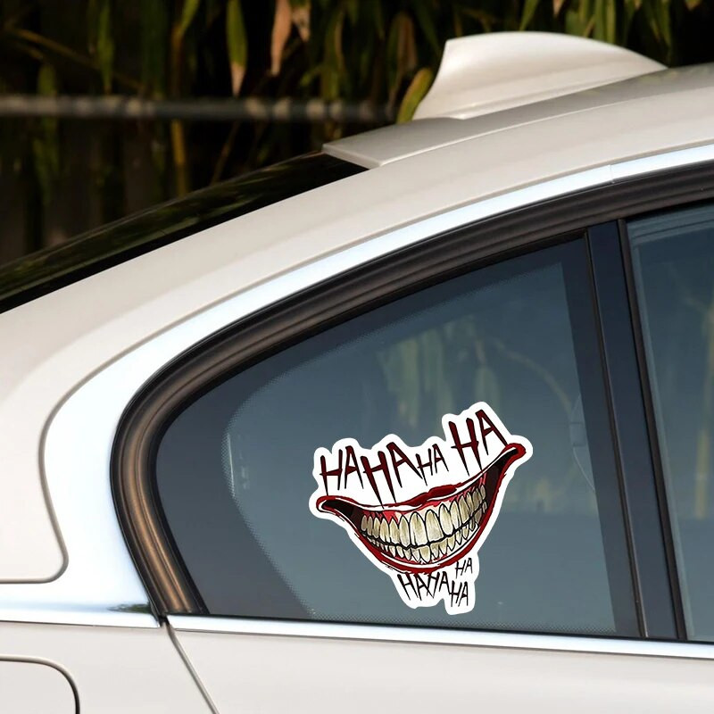 HAHAHA bohócszáj matrica autó motorkerékpár lökhárító PVC vízálló fényvisszaverő matrica