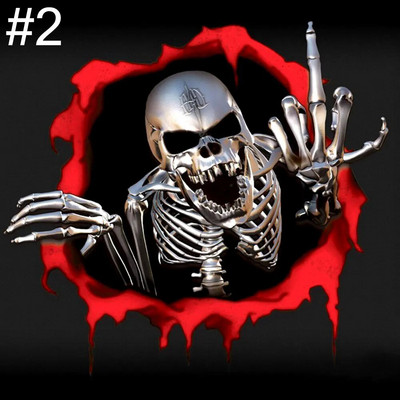 AUTCOAT 1db 18*14cm-es koponya középső ujj vicces autómatricák autóablak dekorációs matrica koponya matrica autódíszítéshez