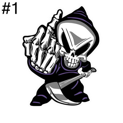 AUTCOAT 1db 18*14cm-es koponya középső ujj vicces autómatricák autóablak dekorációs matrica koponya matrica autódíszítéshez