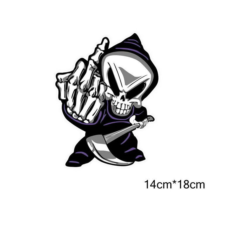 AUTCOAT 1db 18*14cm-es koponya középső ujj vicces autómatricák autóablak dekorációs matrica koponya matrica autódíszítéshez