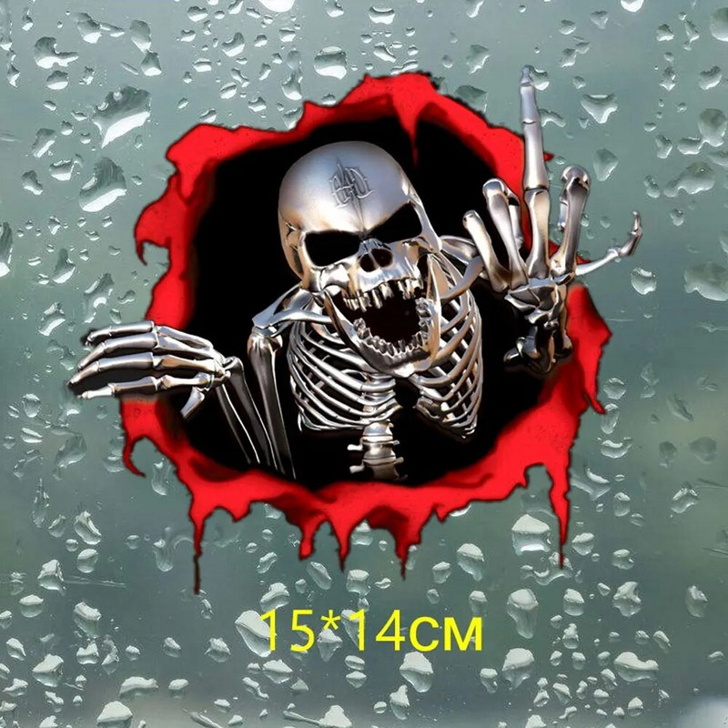 AUTCOAT 1db 18*14cm-es koponya középső ujj vicces autómatricák autóablak dekorációs matrica koponya matrica autódíszítéshez