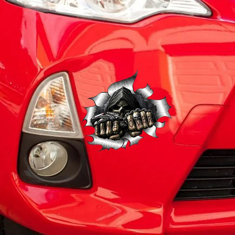 AUTCOAT 1db 18*14cm-es koponya középső ujj vicces autómatricák autóablak dekorációs matrica koponya matrica autódíszítéshez